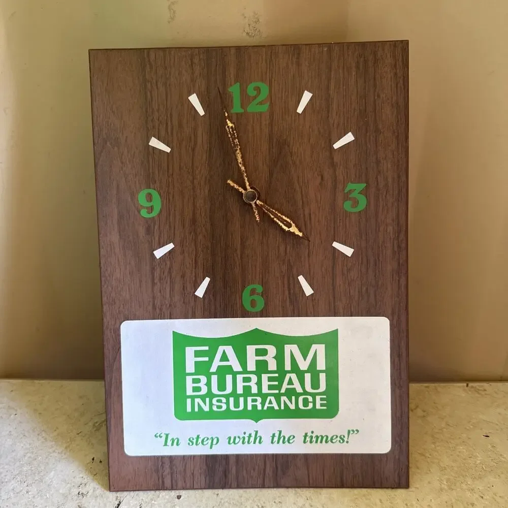 FARM Bureau Insurance Advertising Wall Clock 13” X 9” Needs Repair RARE